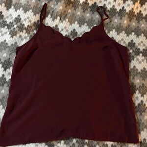Express Deep Red Camisole with Scalloped Edges